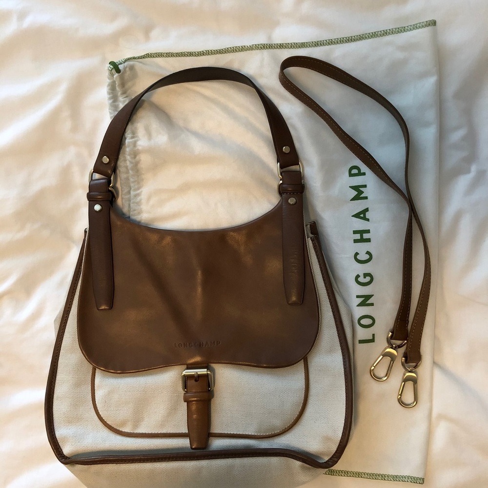 Longchamp leather and fabric ladies purse